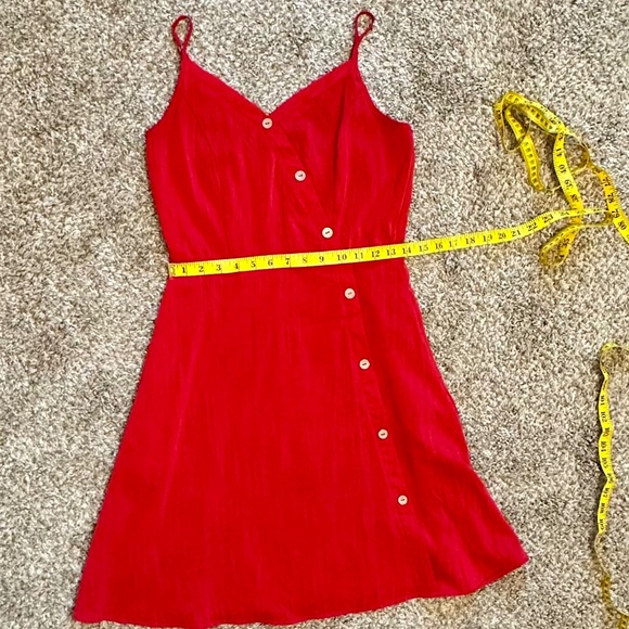 Red V-Neckline Spaghetti-Strap Mini Dress, Size S - Picture 8 of 9
